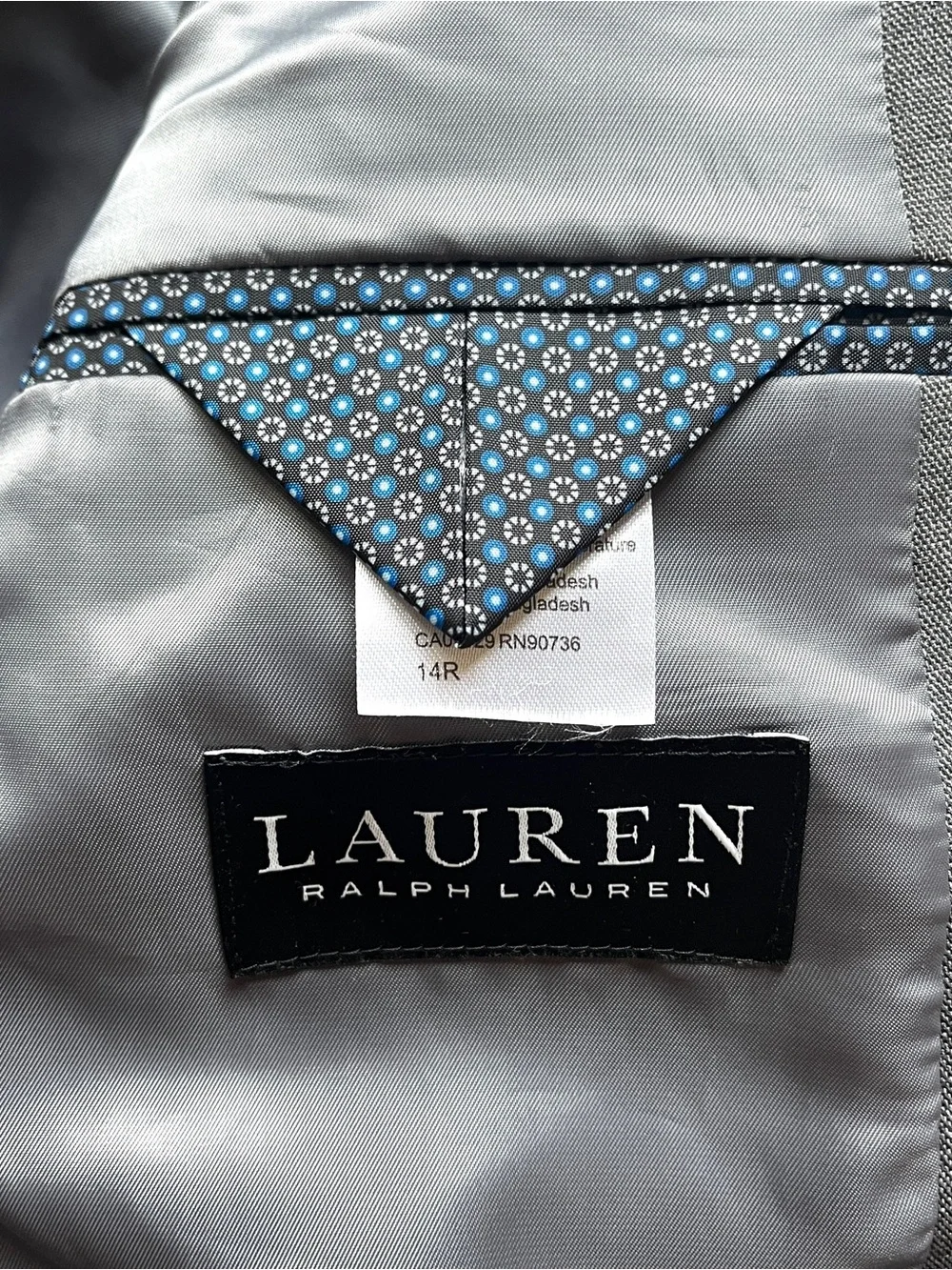 Lauren Ralph Lauren Boys 14R Gray Suit Jacket Blazer Formal Separates 14R